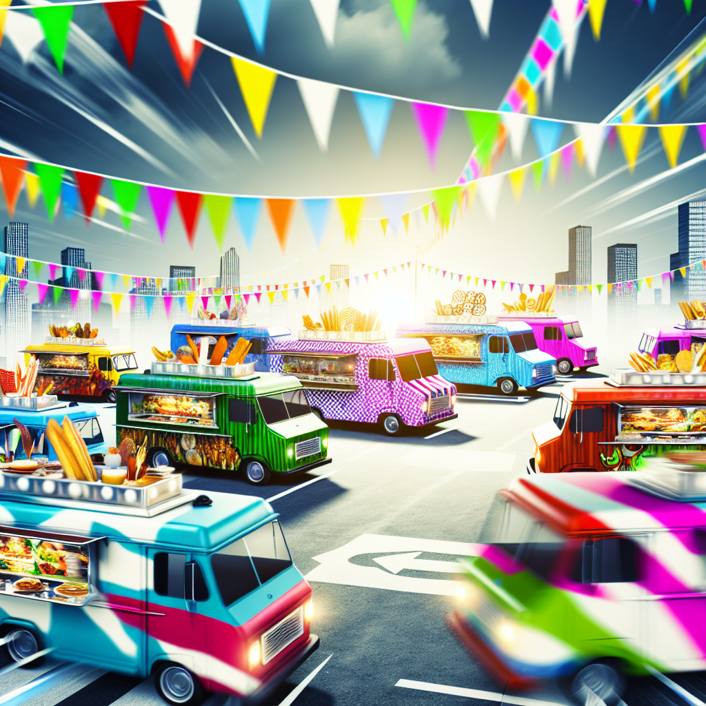 Vibrant Scene of Food Trucks