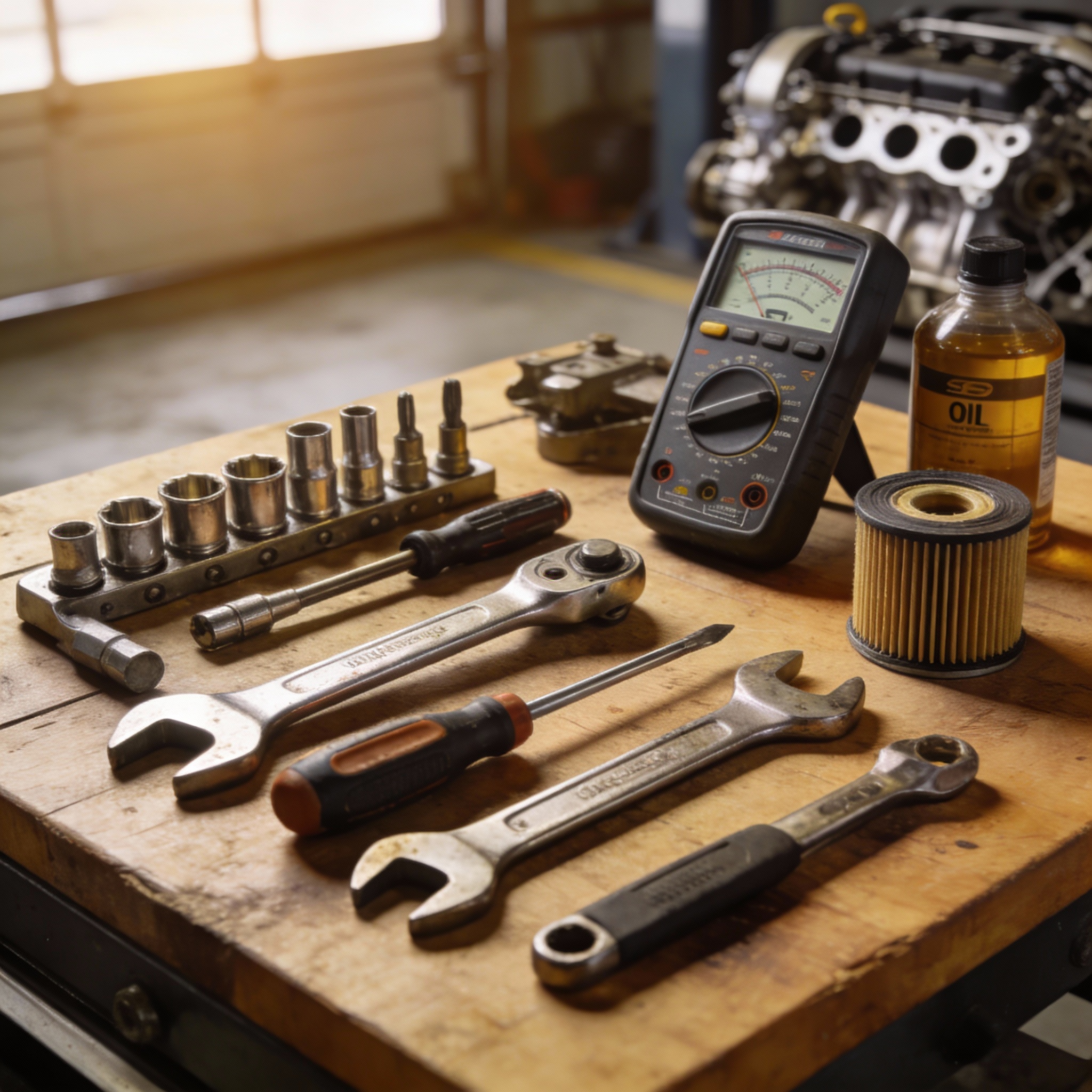 Car maintenance tools commonly used for engine performance upgrades