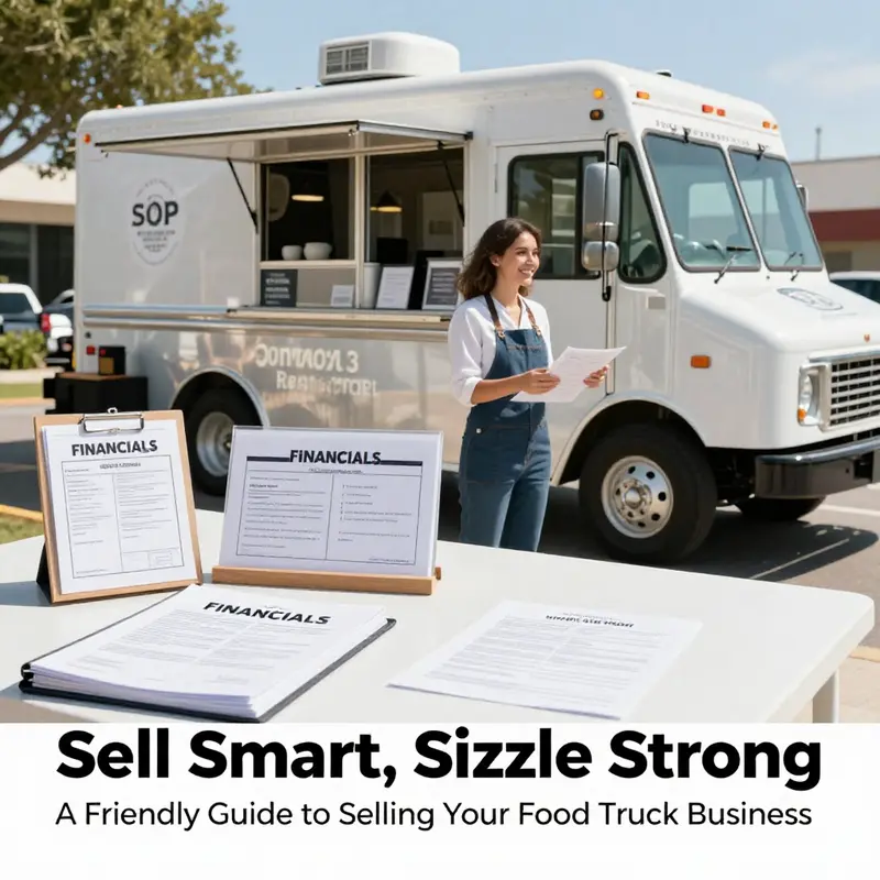 A ready-to-sell food truck with organized financials, licenses, and SOPs laid out for buyers.
