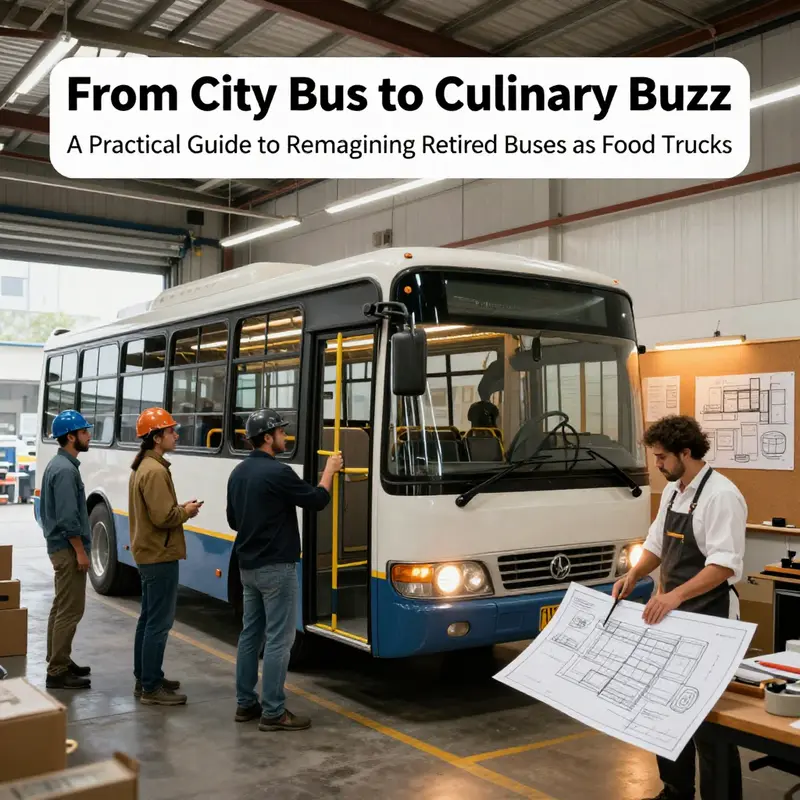 Feasibility checks and space planning for bus-to-truck conversion.