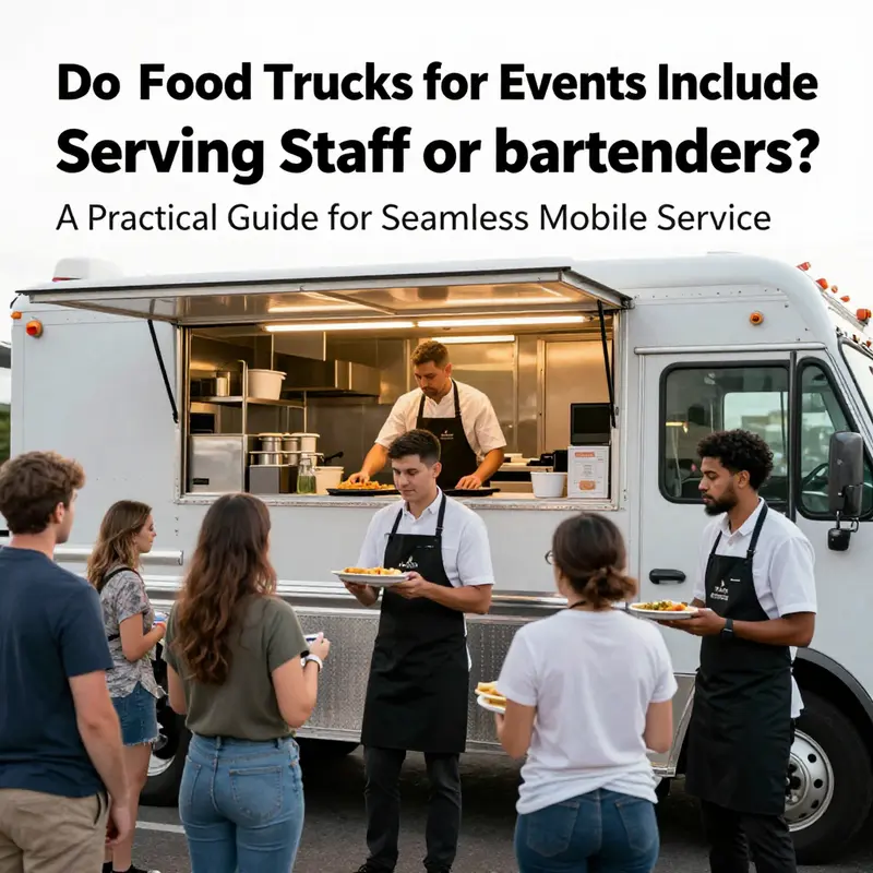 Typical staffing configurations for event food trucks, showing cook, prep staff, and a server.