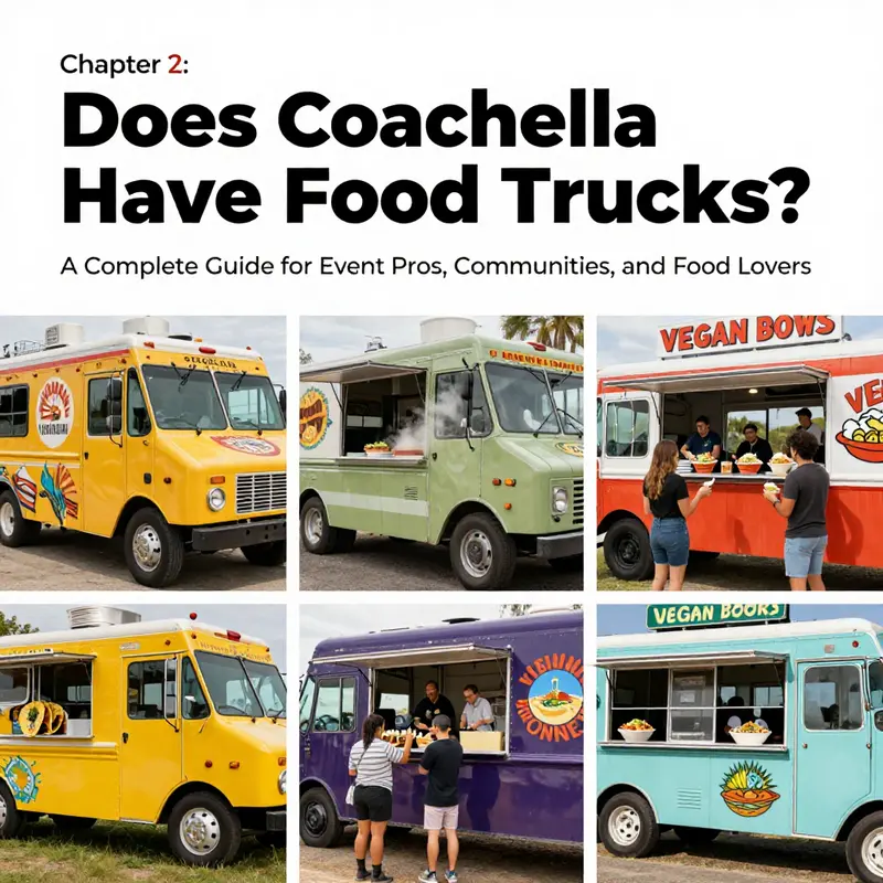 Diverse food trucks energize attendees between performances at Coachella.