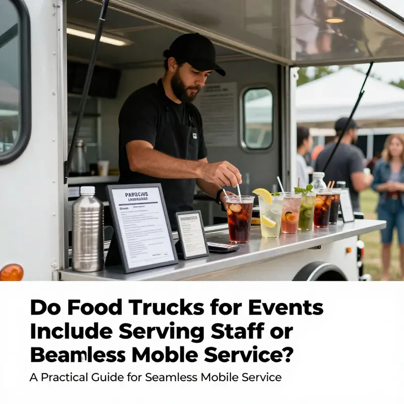 Typical staffing configurations for event food trucks, showing cook, prep staff, and a server.