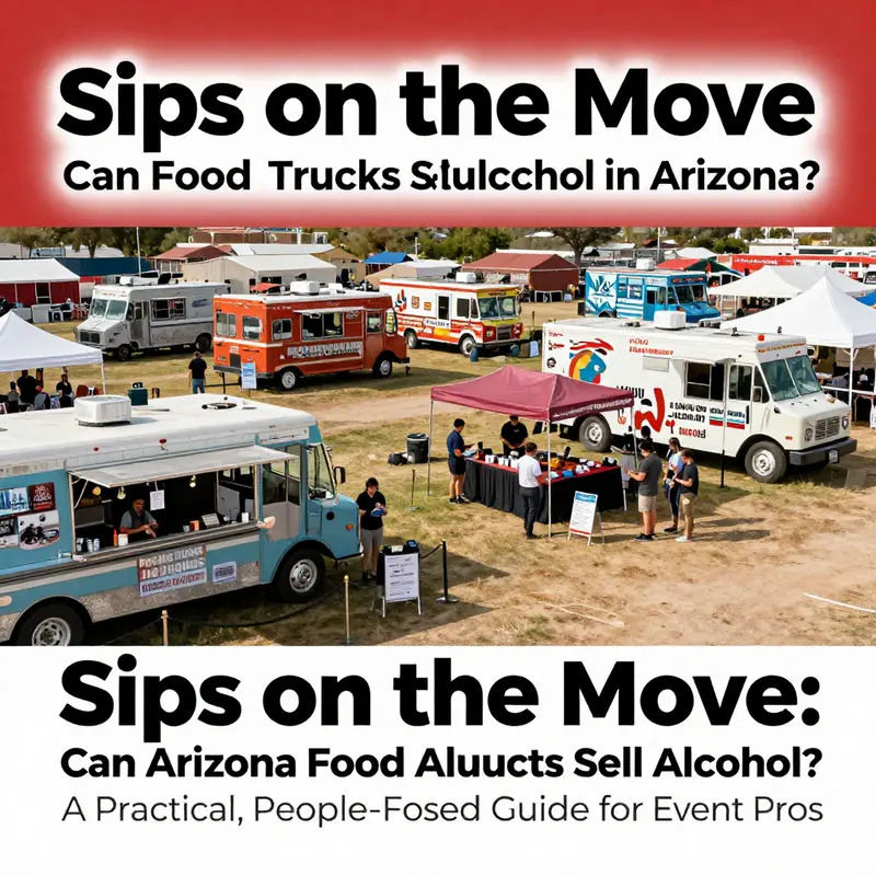 A food truck at a festival scene illustrates the licensing starting point for selling alcohol in Arizona.