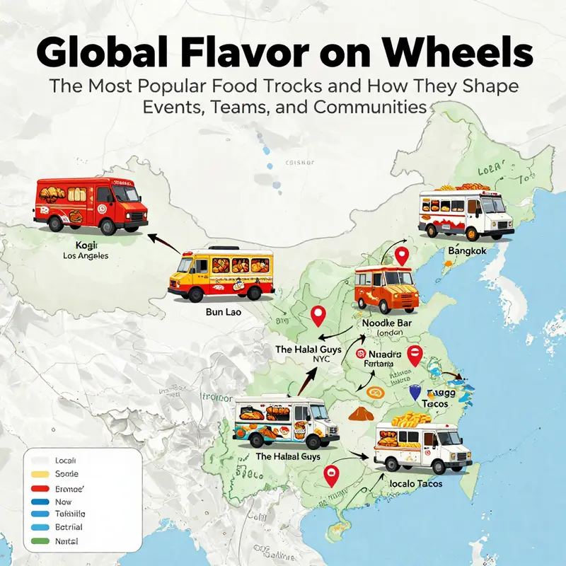 Iconic trucks from around the world demonstrate why the most popular food trucks matter to events, communities, and brand-building.