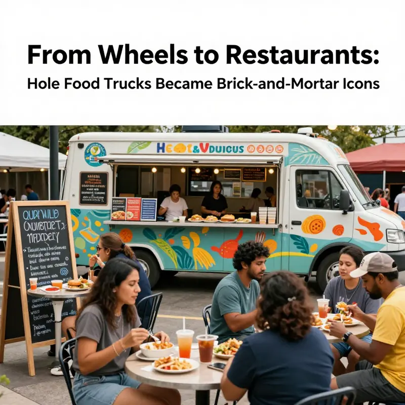 Mobility sparks ideas: a food truck serves as a community hub that evolves into a permanent dining destination.