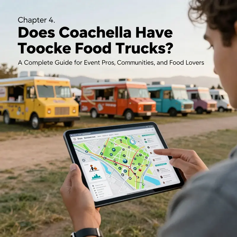Diverse food trucks energize attendees between performances at Coachella.