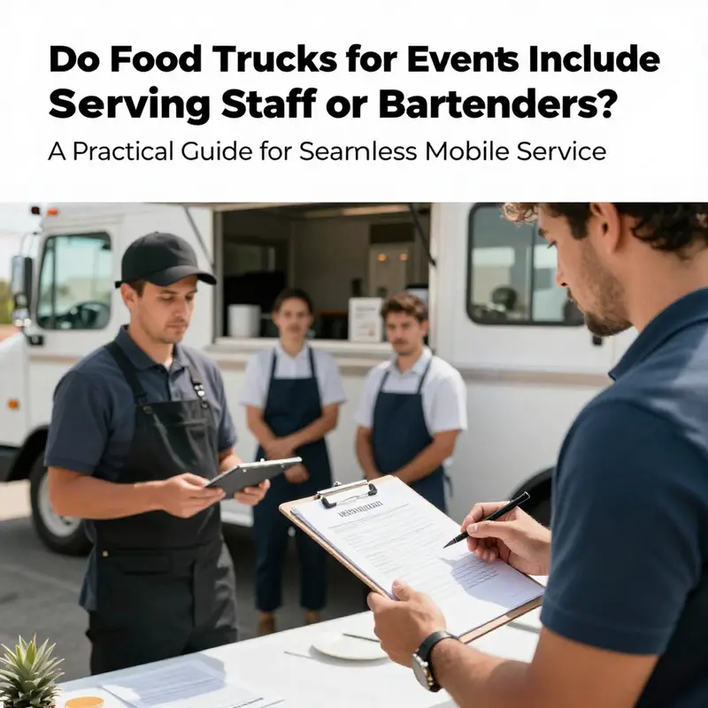 Typical staffing configurations for event food trucks, showing cook, prep staff, and a server.