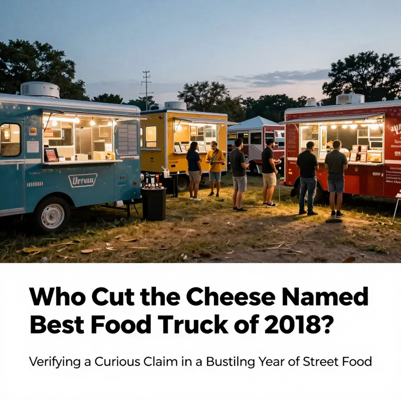 Dusk street food festival with planners evaluating an award listing.