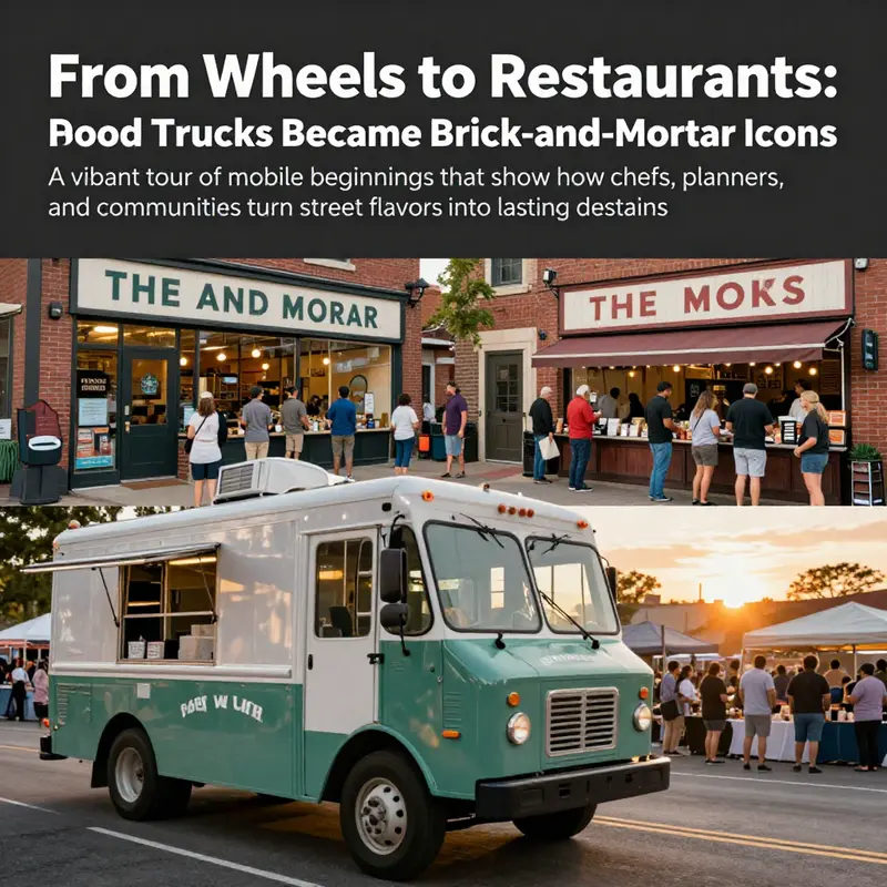 Cover image depicting a food truck transitioning into a brick-and-mortar restaurant, with community activity and warm lighting.