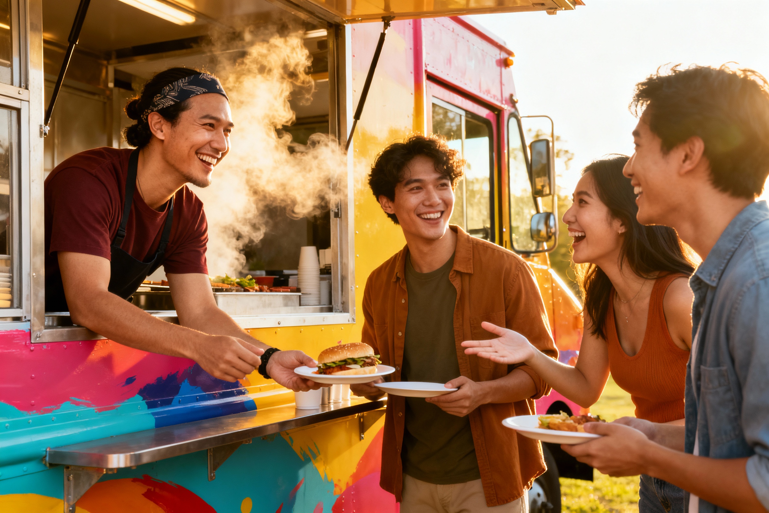 Happy food truck owner