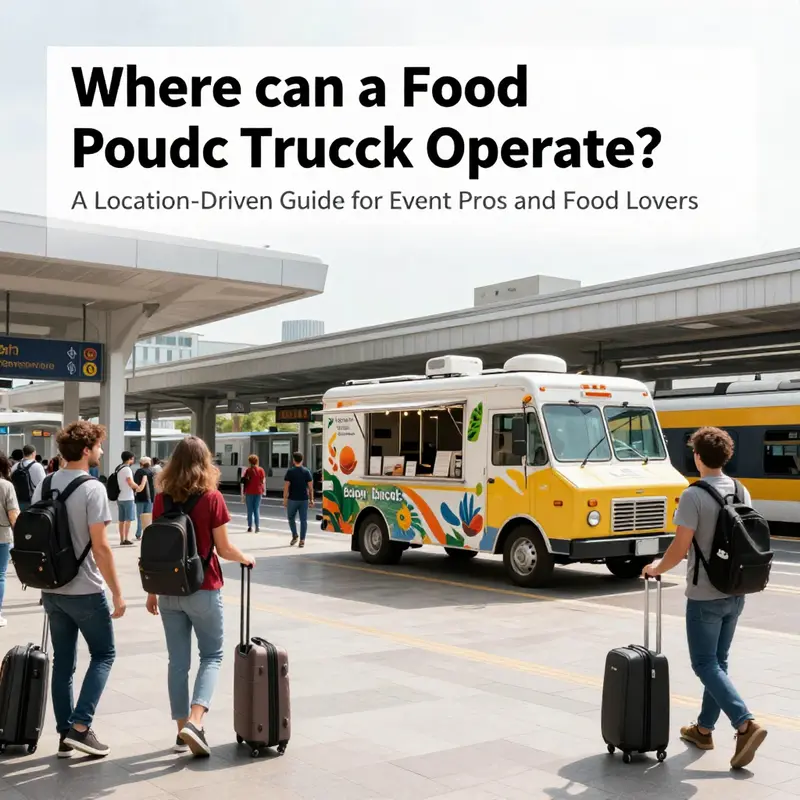 A bustling city lunch scene in a business district, where a food truck draws office workers for quick, flavorful bites.