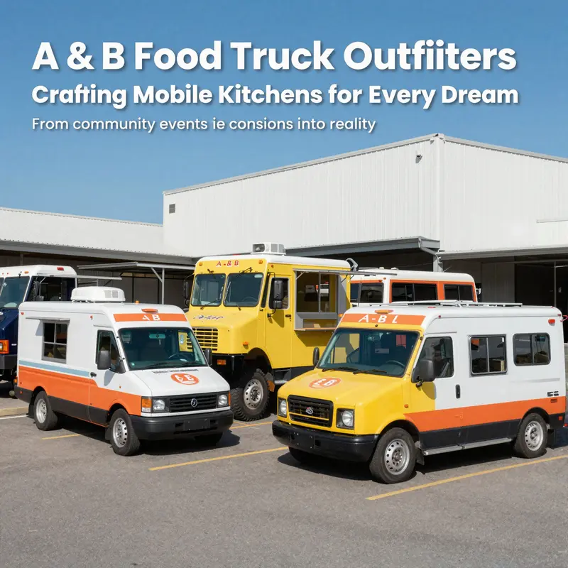 Multiple custom A & B-built food trucks lined up outside their Thomastown workshop.