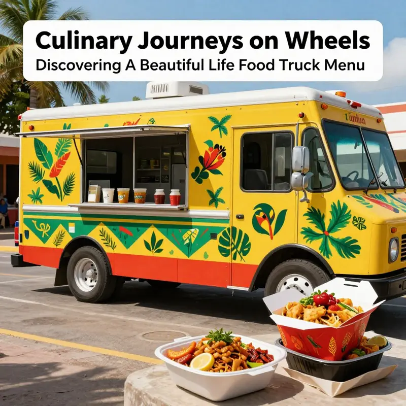 Overview of the diverse and colorful menu of A Beautiful Life Food Truck.
