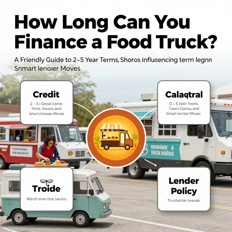 Illustration of typical 2–5 year financing terms for food trucks, including secured vs unsecured options.