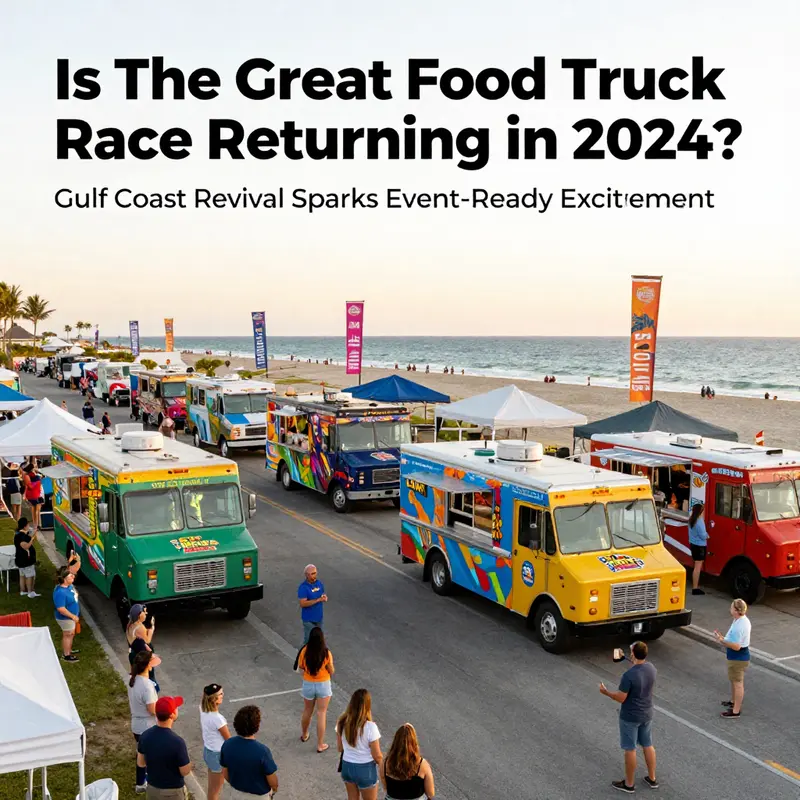 A sweeping look at the Gulf Coast revival, with trucks lined up and the season’s revival energy on full display.