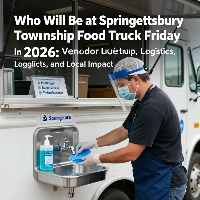 Current vendor lineup for Springettsbury Township Food Truck Friday in 2026, highlighting four trucks and an engaged crowd.