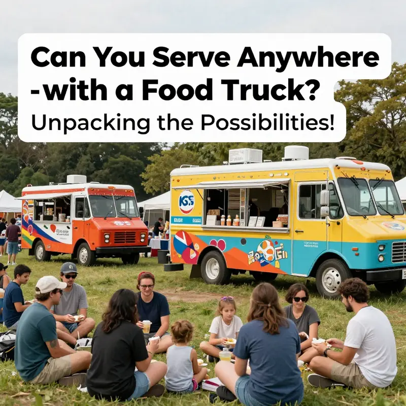 A lively scene of a food truck operating legally in a city, highlighting the importance of permits and local regulations.