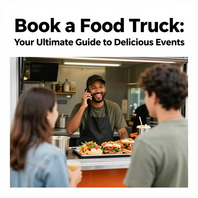 Engaged customers exploring menu options and culinary themes at a vibrant food truck.
