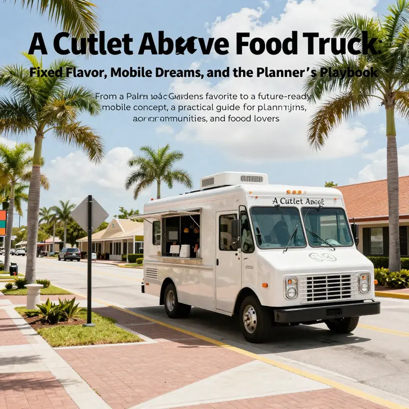 Cover image showing a Cutlet Above storefront with a concept food truck in the background.