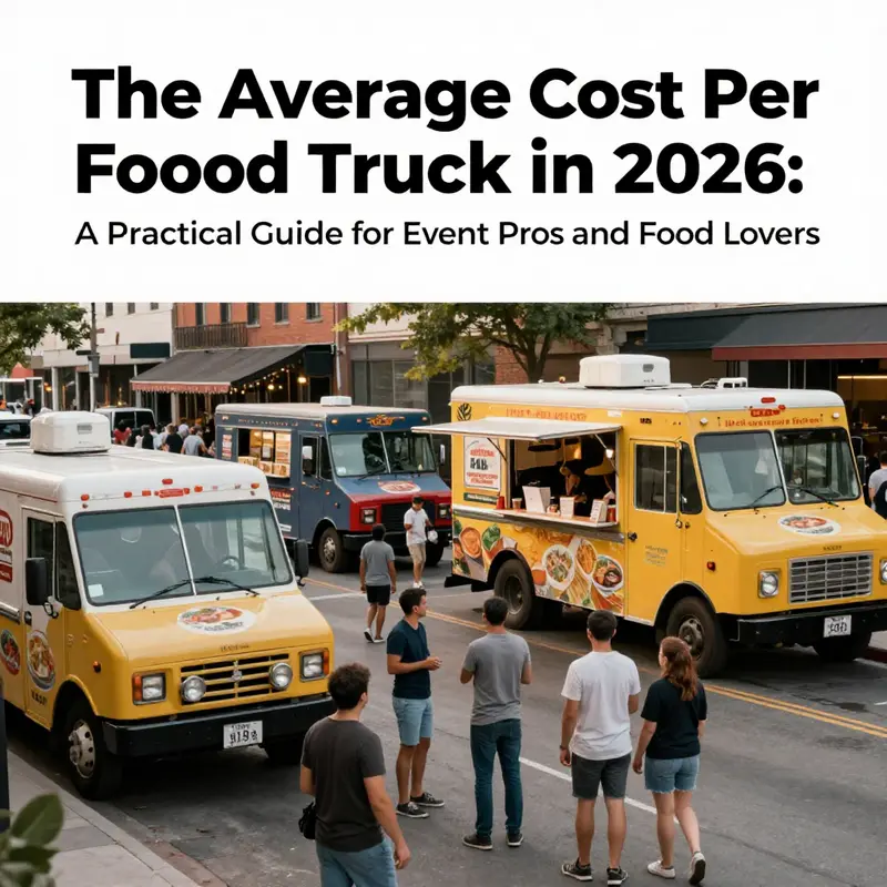 Cover image showing multiple food trucks in an urban setting, illustrating market variety and budgeting for street food ventures.