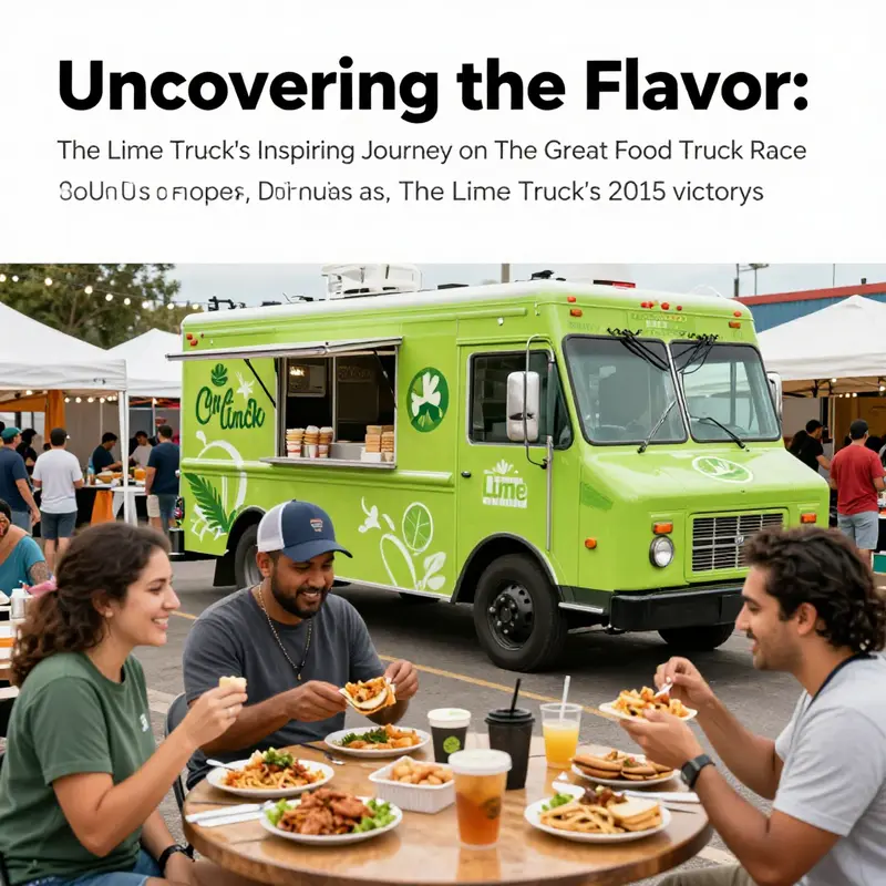 A colorful food truck festival with patrons enjoying various food offerings and celebrating the food truck culture.