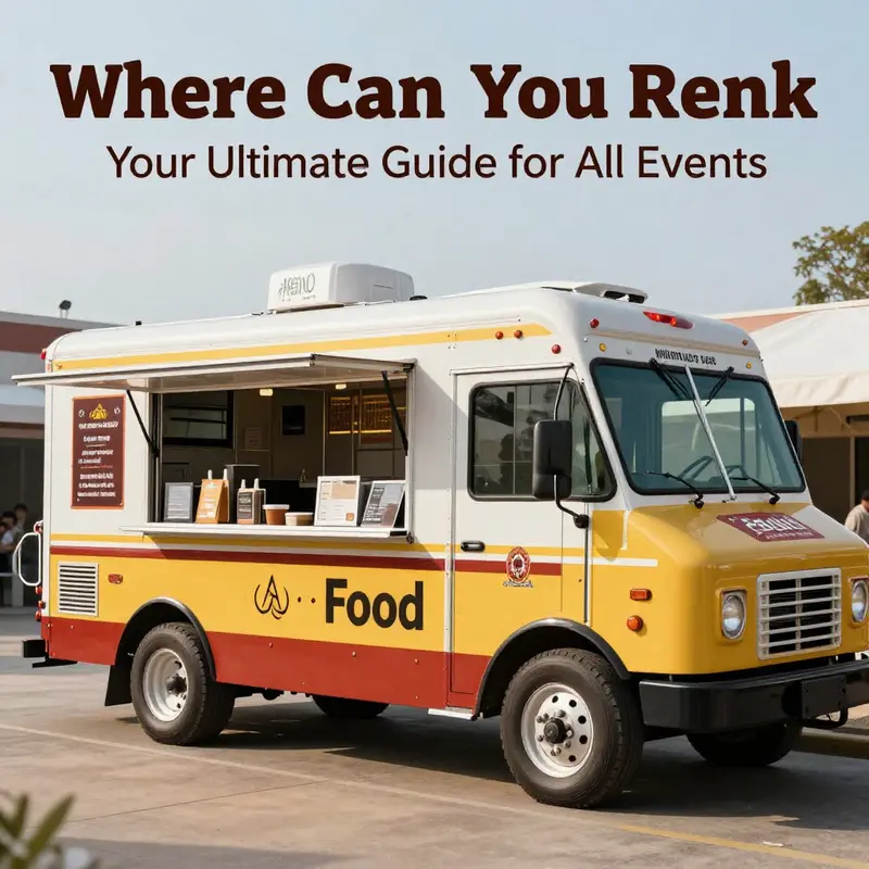 An illustration showcasing the diversity of food trucks available for online rental.