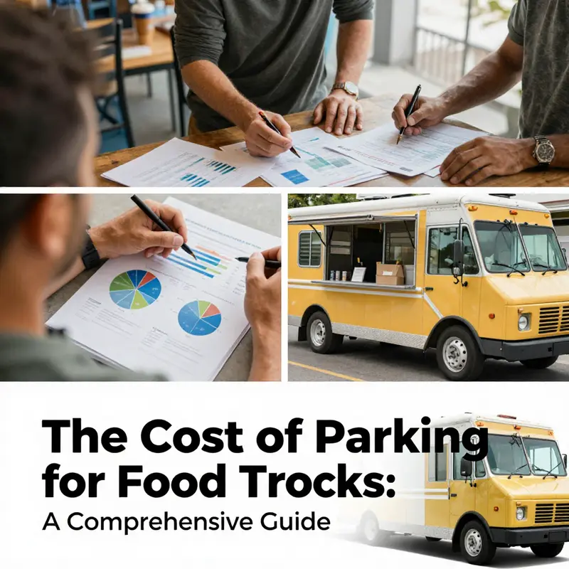 Food trucks parked in a busy urban area facing high parking fees due to prime location.