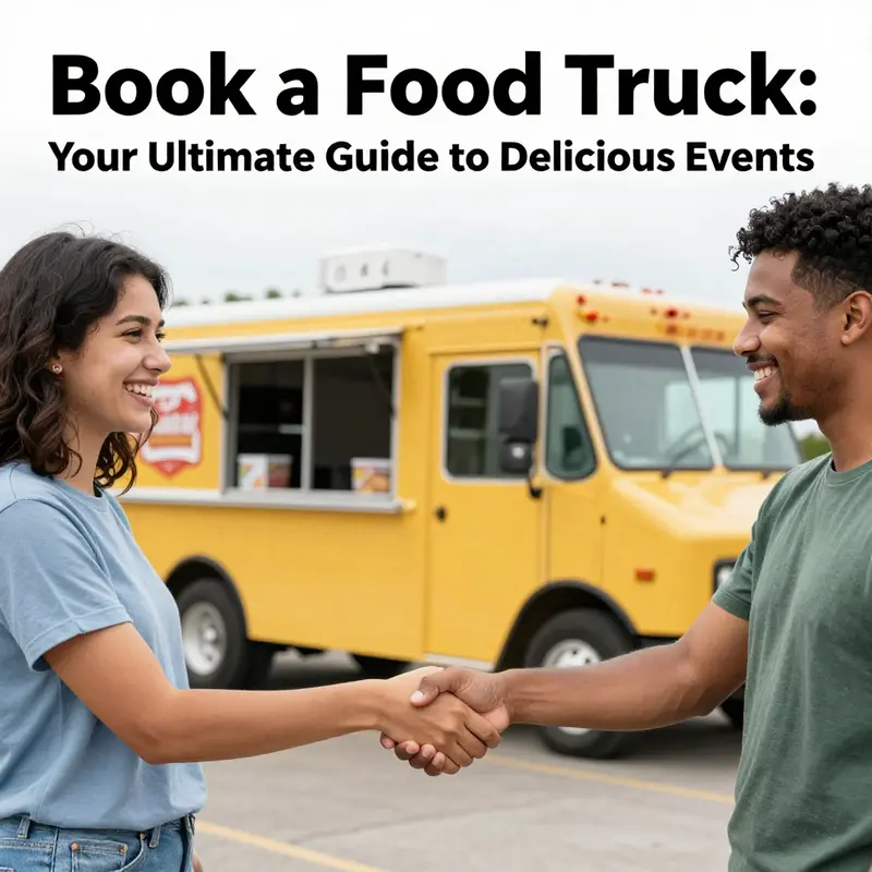 Engaged customers exploring menu options and culinary themes at a vibrant food truck.