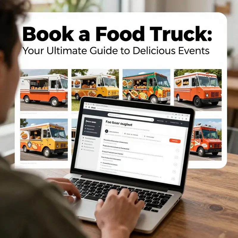 Engaged customers exploring menu options and culinary themes at a vibrant food truck.