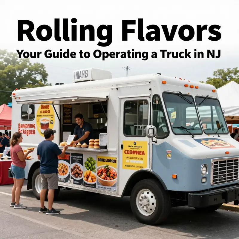 A lively food truck at a street fair, illustrating the importance of business licenses and registrations.