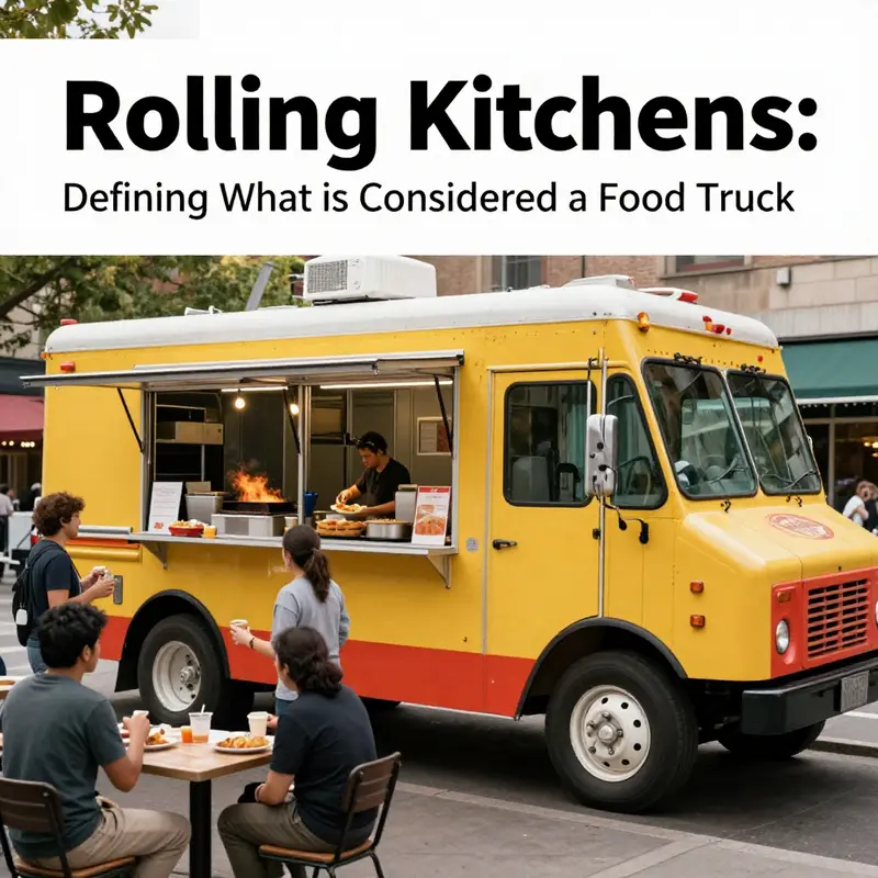 A vibrant food truck showcasing its kitchen setup and customer service window.
