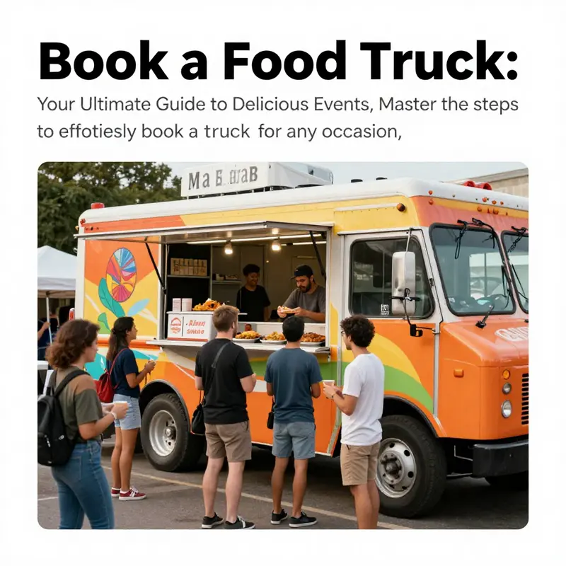 A lively food truck at an outdoor festival, filled with customers enjoying diverse street food dishes.