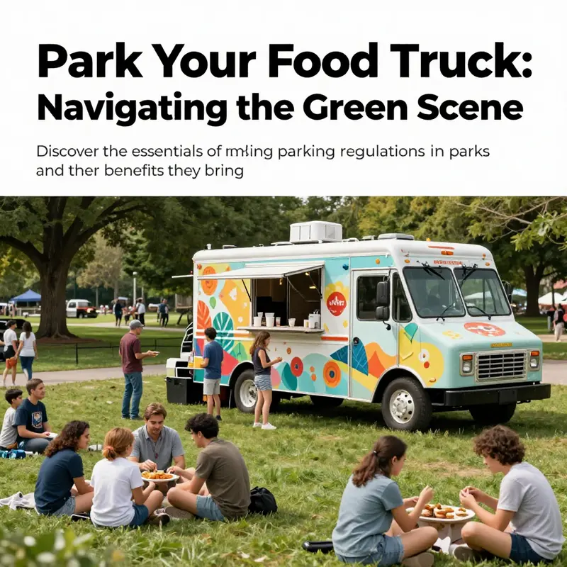 A cheerful food truck in a lively park setting, with families enjoying food and the vibrant atmosphere.