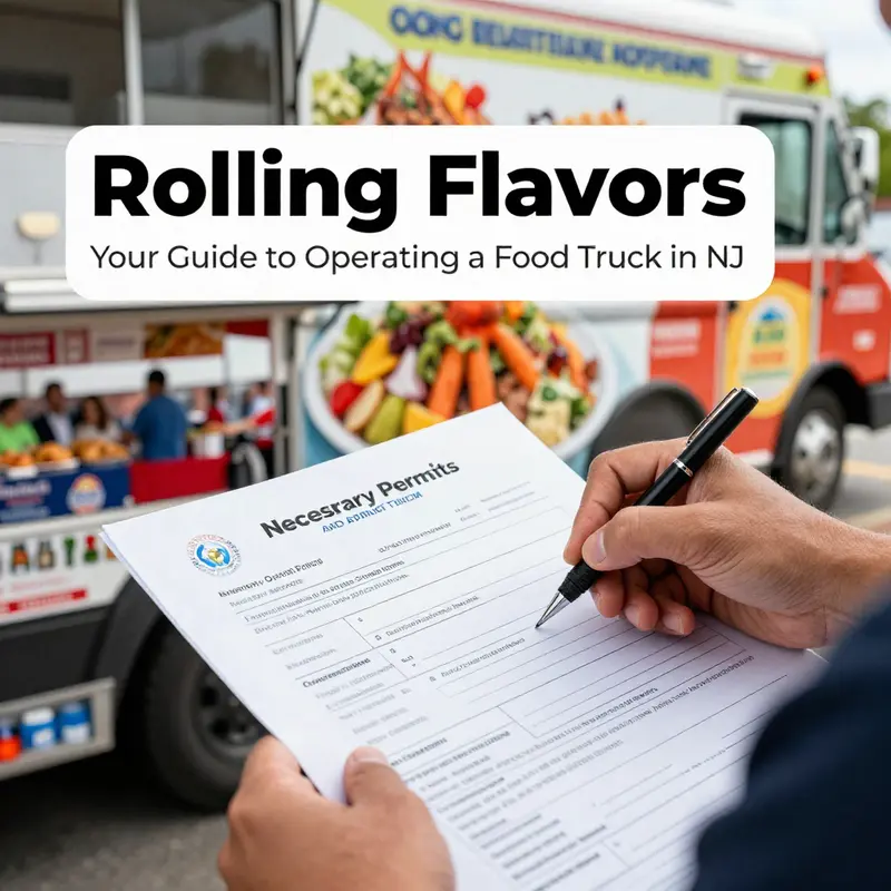 A lively food truck at a street fair, illustrating the importance of business licenses and registrations.