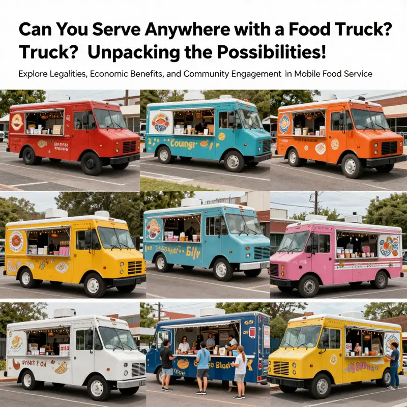 A collage displaying multiple food trucks in various settings, emphasizing their presence and community engagement.