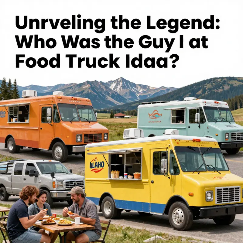 A colorful scene of food trucks in Idaho, showcasing diverse food options and joyful people dining.