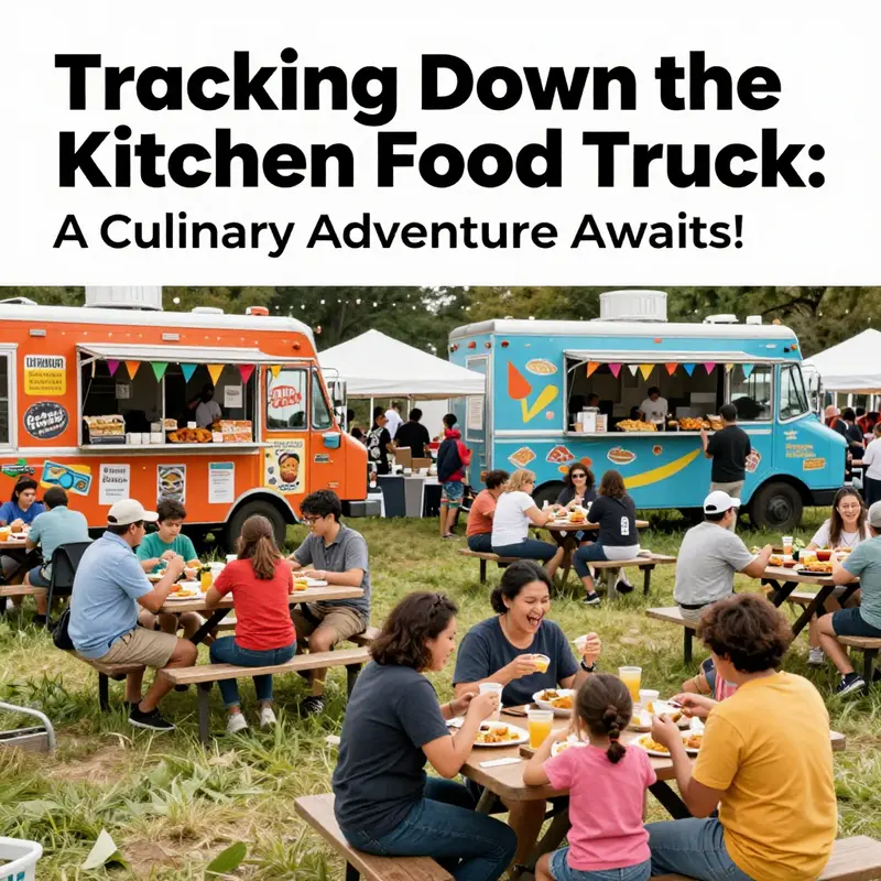 A lively kitchen food truck scene shows the excitement of street food lovers.