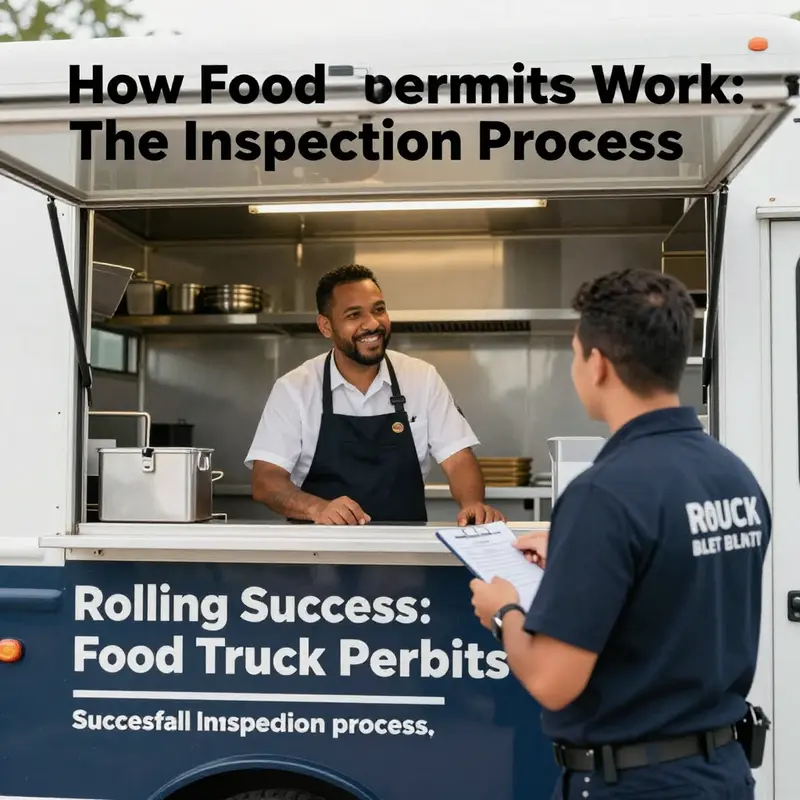 A food truck at a festival, highlighting the need for legal compliance with visible permits.