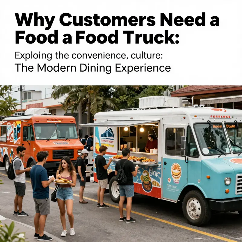 A collage of food trucks serving different cuisines, bustling with patrons in a dynamic city setting.