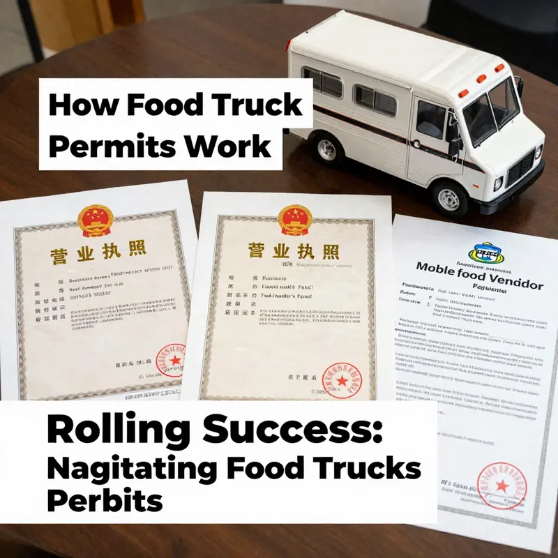 A food truck at a festival, highlighting the need for legal compliance with visible permits.