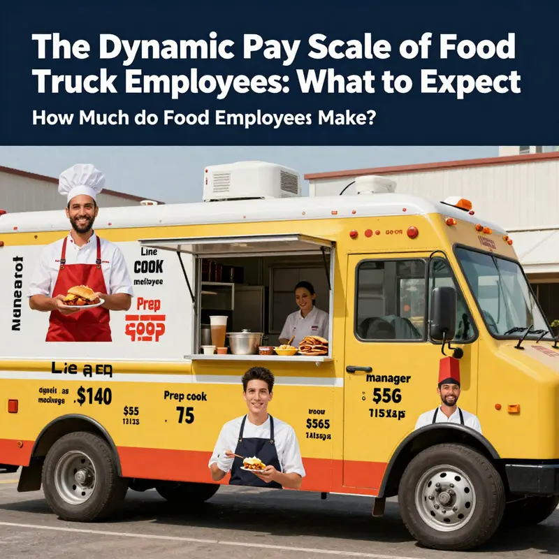 Food truck employees working enthusiastically while serving customers during a busy event.