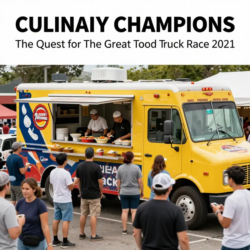 The dynamic and vibrant scene of food trucks filled with culinary delights during the 2021 race.