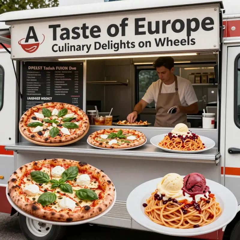 Discover a variety of Italian dishes, from handmade pizzas to creamy gelato, at the Taste of Europe food truck.