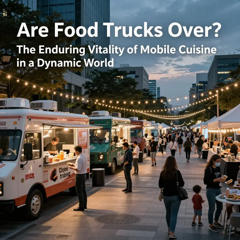 Urban hubs showcase mobile cuisine’s enduring vitality, with diverse trucks and diners fueling city life.
