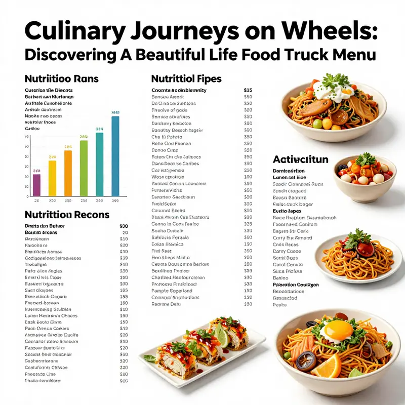 Overview of the diverse and colorful menu of A Beautiful Life Food Truck.