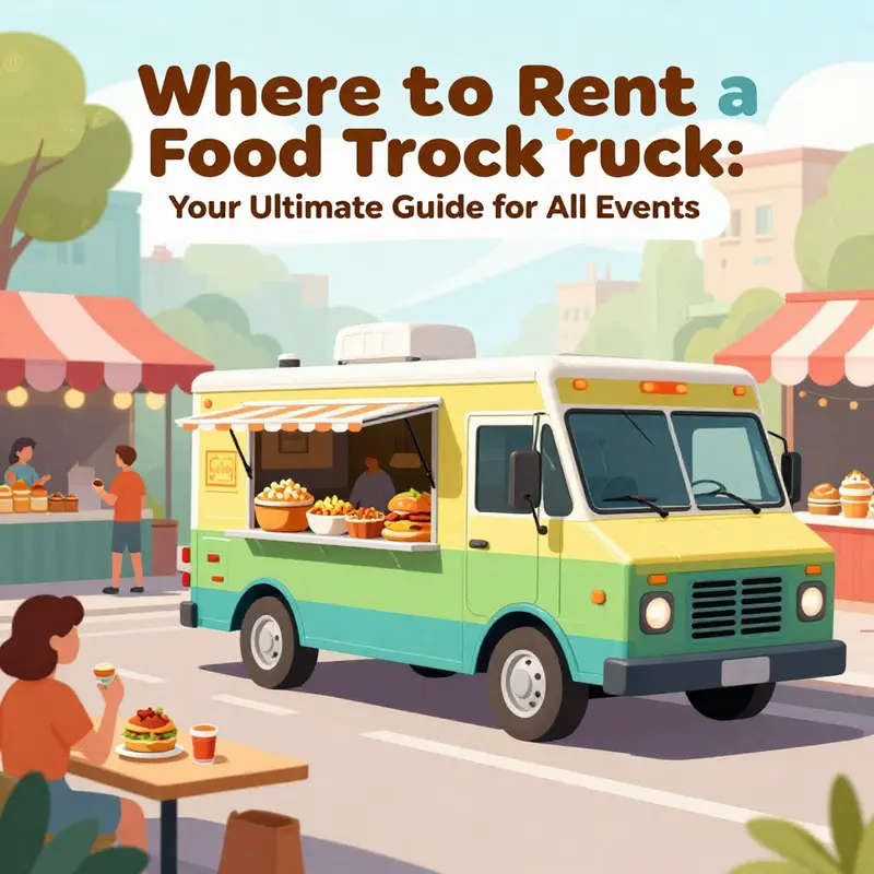 An illustration showcasing the diversity of food trucks available for online rental.