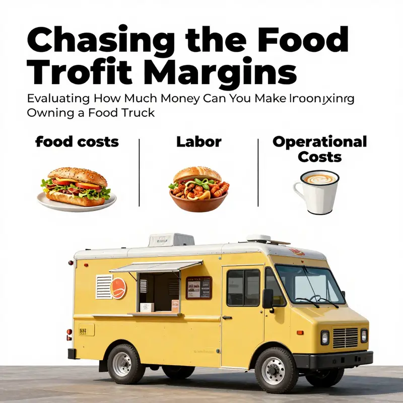 A busy food truck scene showcasing diverse dishes and delighted customers, highlighting various revenue streams.