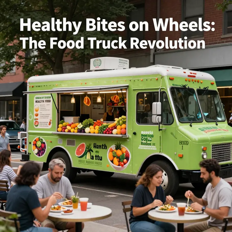 The bustling food truck scene exemplifying the demand for healthy eating.