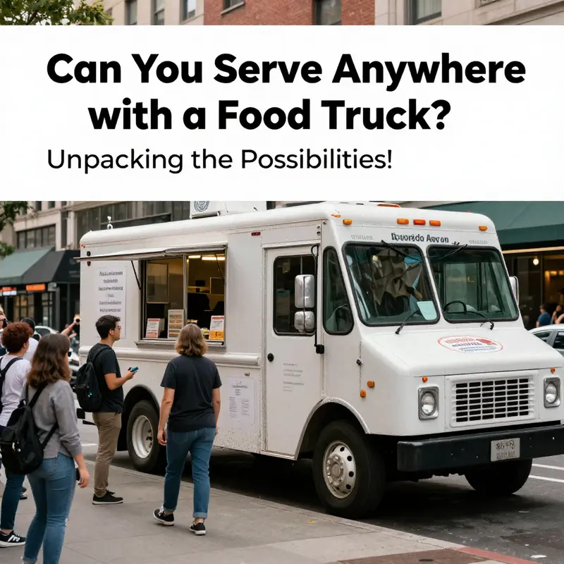 A lively scene of a food truck operating legally in a city, highlighting the importance of permits and local regulations.